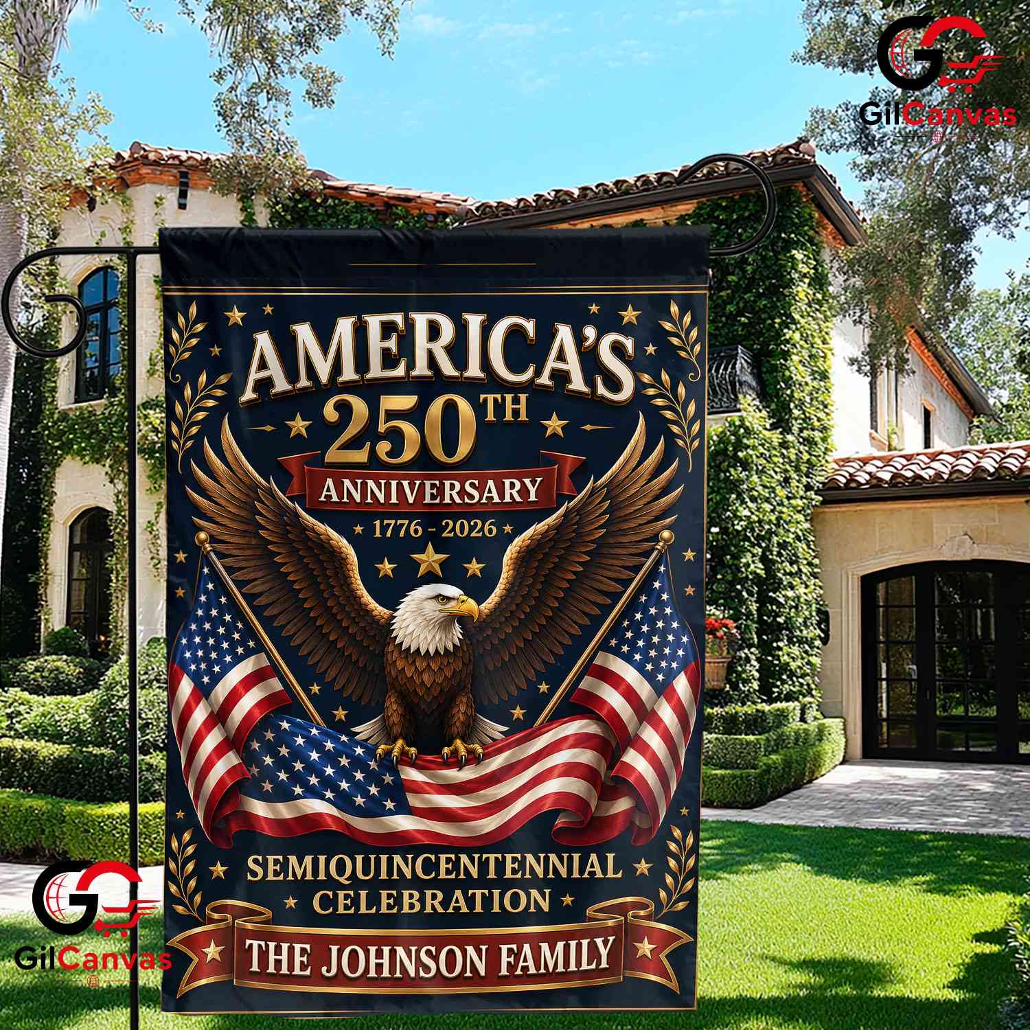 Personalized Semiquincentennial Custom Eagle 250th Anniversary Decor Garden Flag