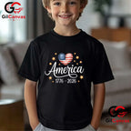 Pretty Flag Heart 1776-2026 July 4th 250th Birthday Unisex Independence Graphic T-Shirt