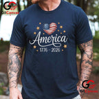 Pretty Flag Heart 1776-2026 July 4th 250th Birthday Unisex Independence Graphic T-Shirt