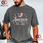 Pretty Flag Heart 1776-2026 July 4th 250th Birthday Unisex Independence Graphic T-Shirt
