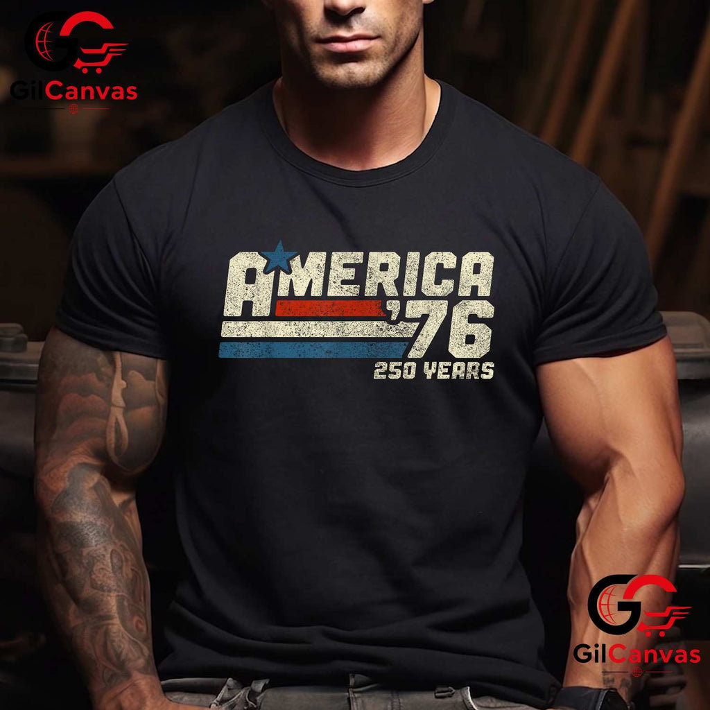Retro America 250 Years 250th Anniversary USA 1776-2026 Unisex Patriotic Gift T-Shirt