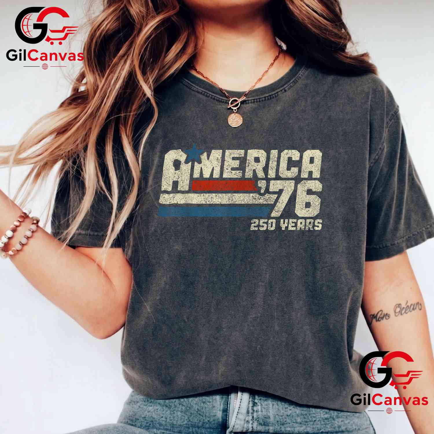 Retro America 250 Years 250th Anniversary USA 1776-2026 Unisex Patriotic Gift T-Shirt