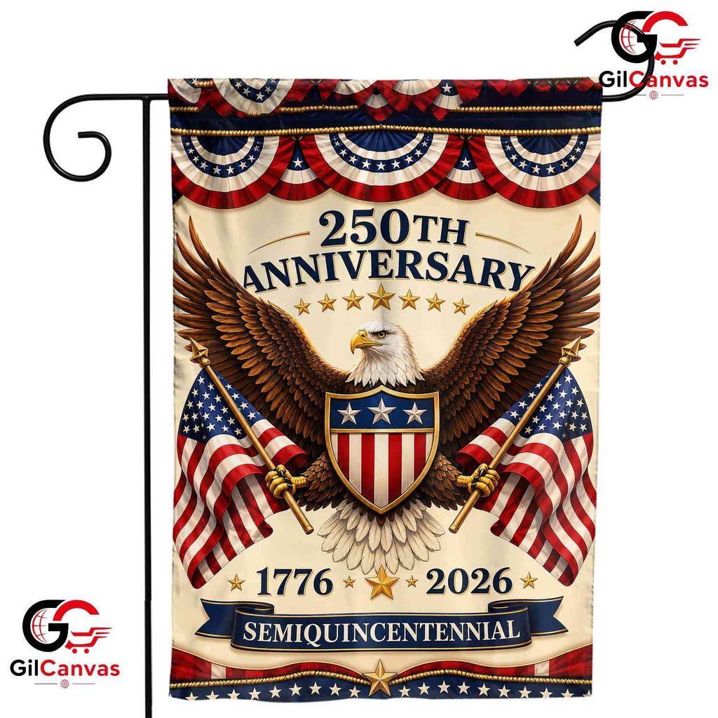 Semiquincentennial 250th Garden Flag Vintage 1776-2026 Eagle Yard Decor Banner