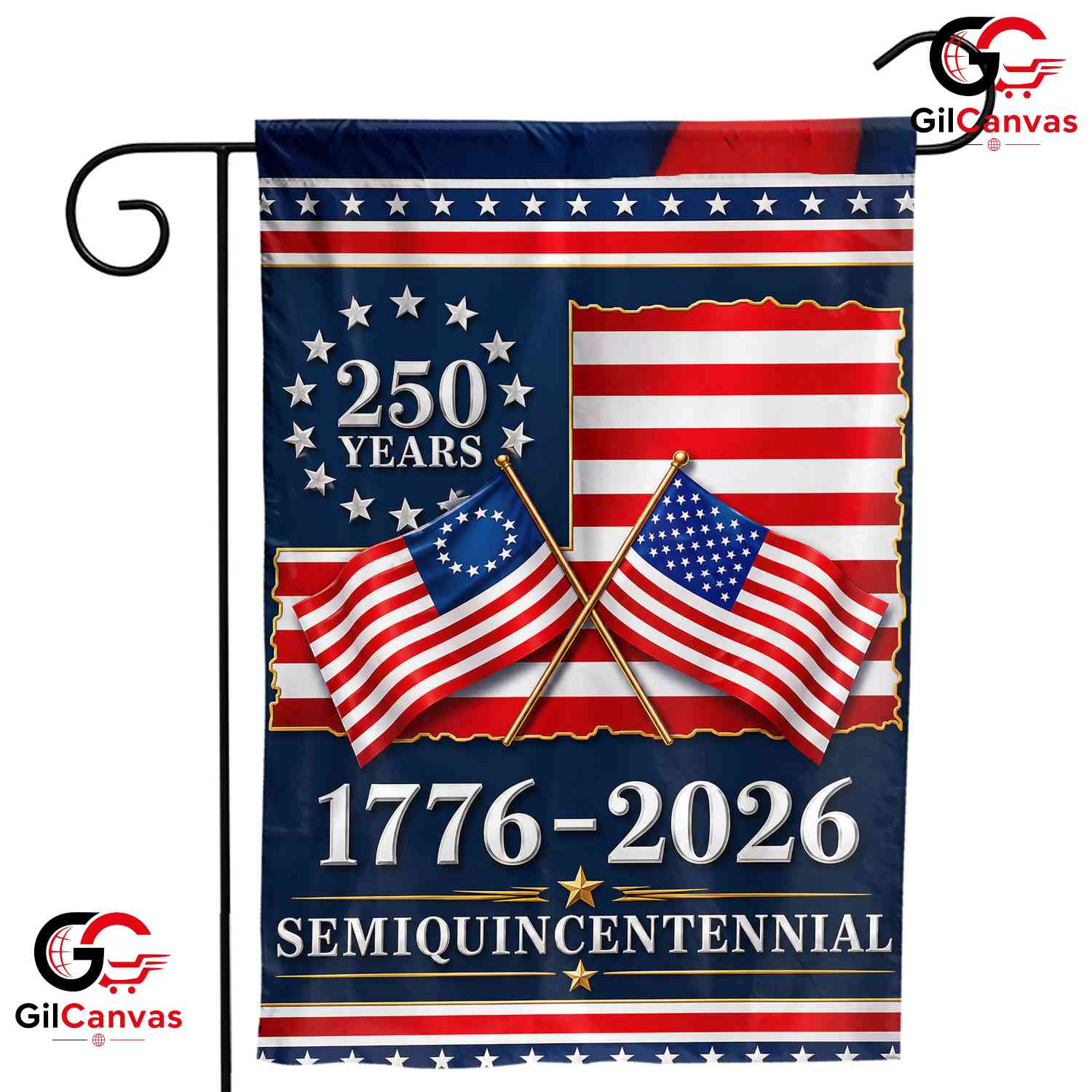 Semiquincentennial Garden Flag 250 Years Anniversary 1776-2026 Outdoor Decor