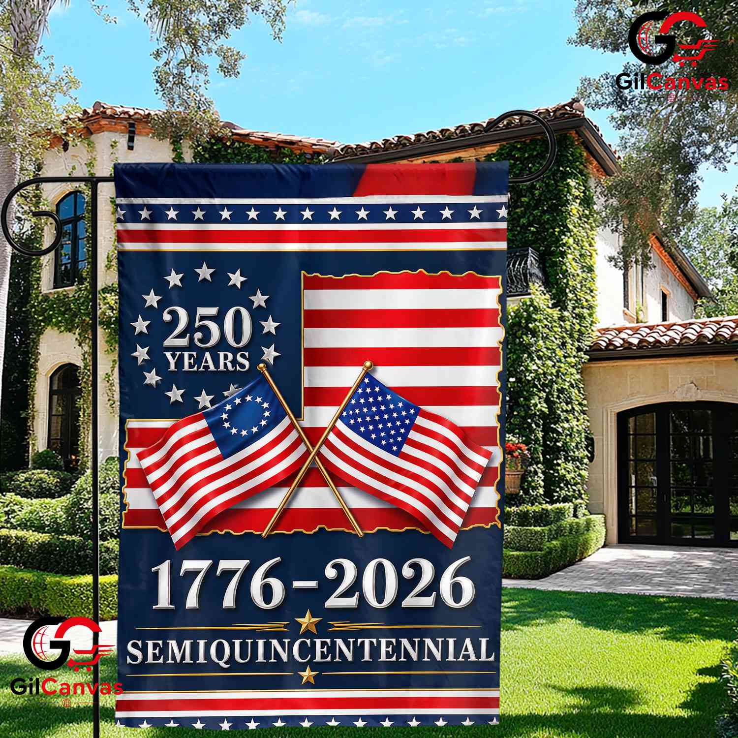 Semiquincentennial Garden Flag 250 Years Anniversary 1776-2026 Outdoor Decor