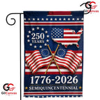 Semiquincentennial USA Map 250 Years Crossed Flags Yard Banner Garden Flag