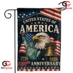 Statue Of Liberty Eagle 250th Garden Flag USA 1776-2026 Commemorative Signage