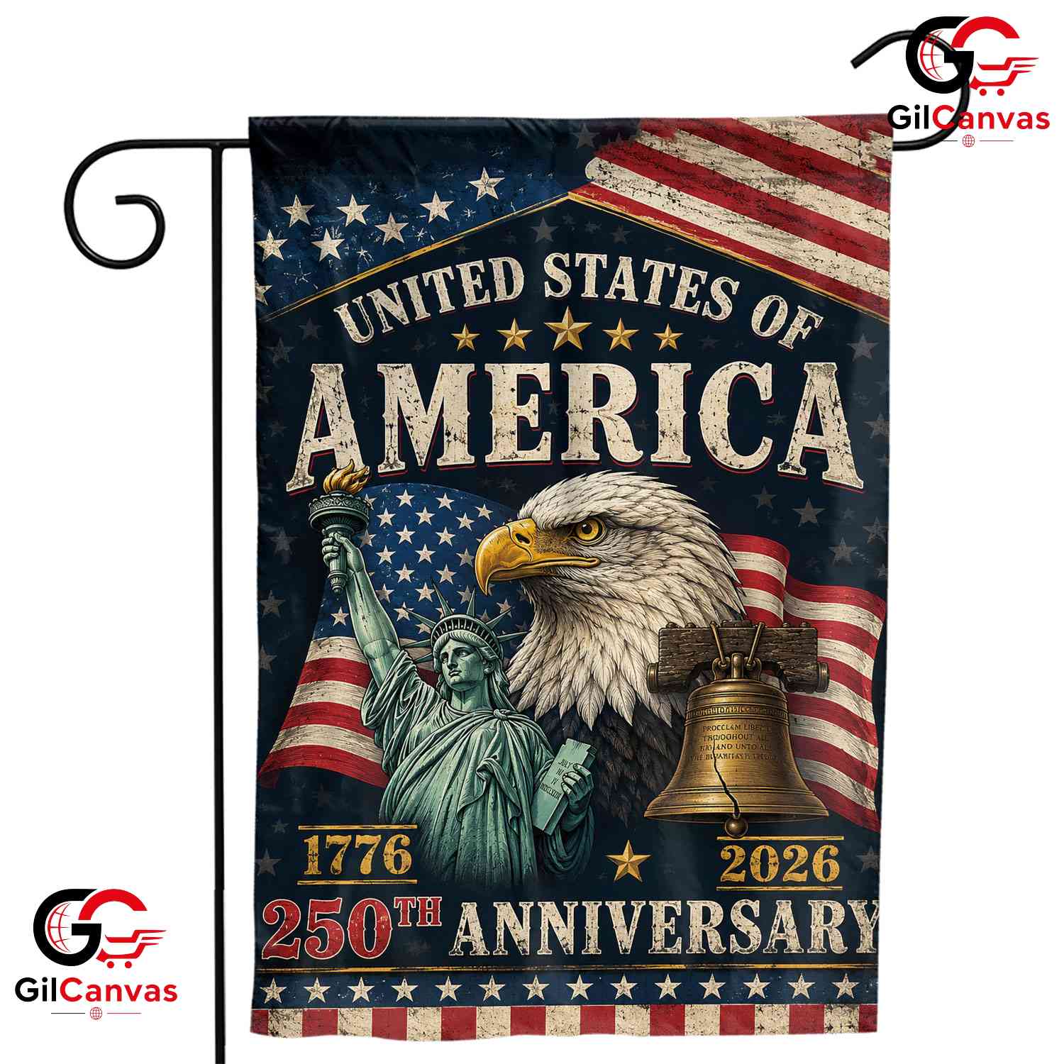 Statue Of Liberty Eagle 250th Garden Flag USA 1776-2026 Commemorative Signage