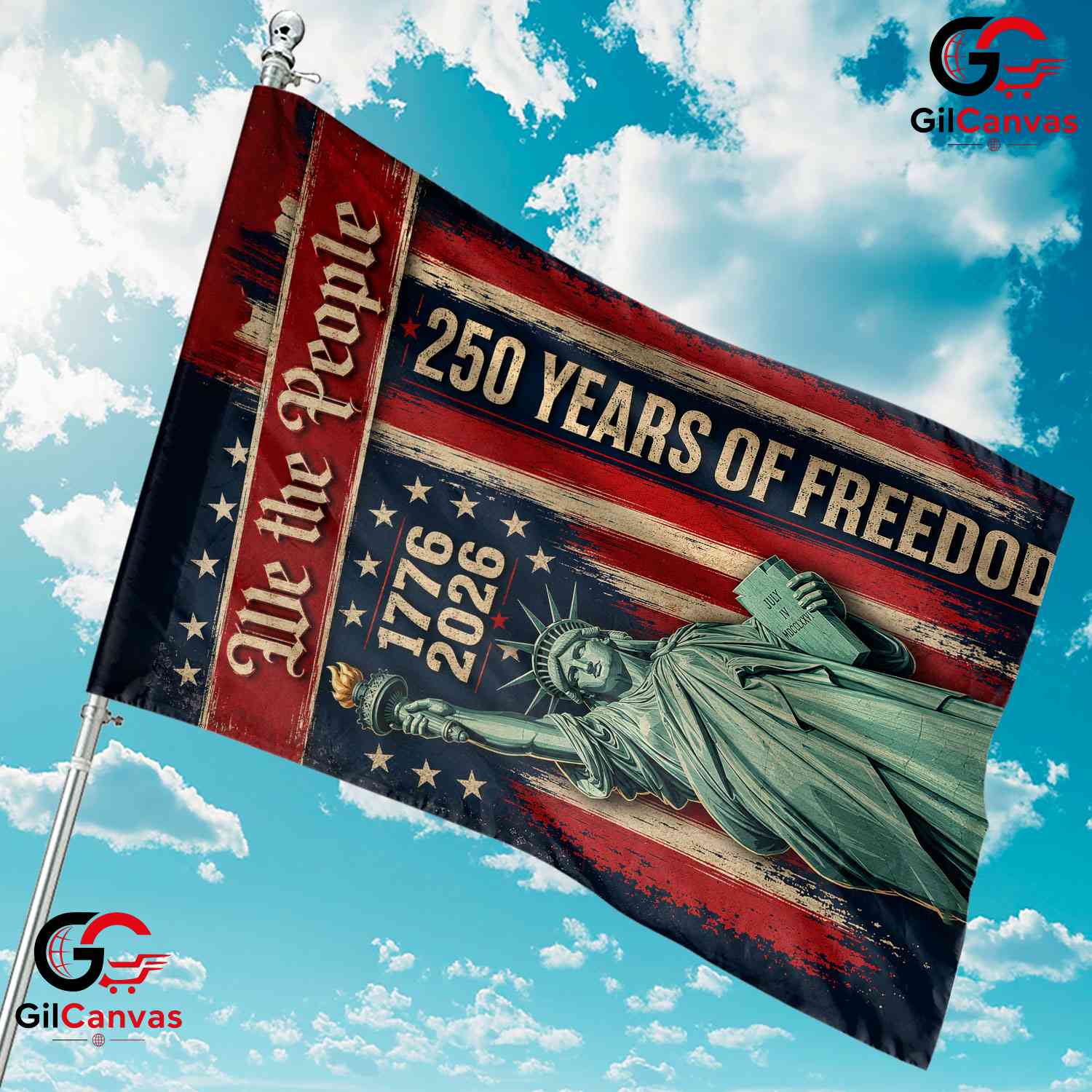 Statue of Liberty 250 Years of Freedom We The People Patriotic Garden Flag