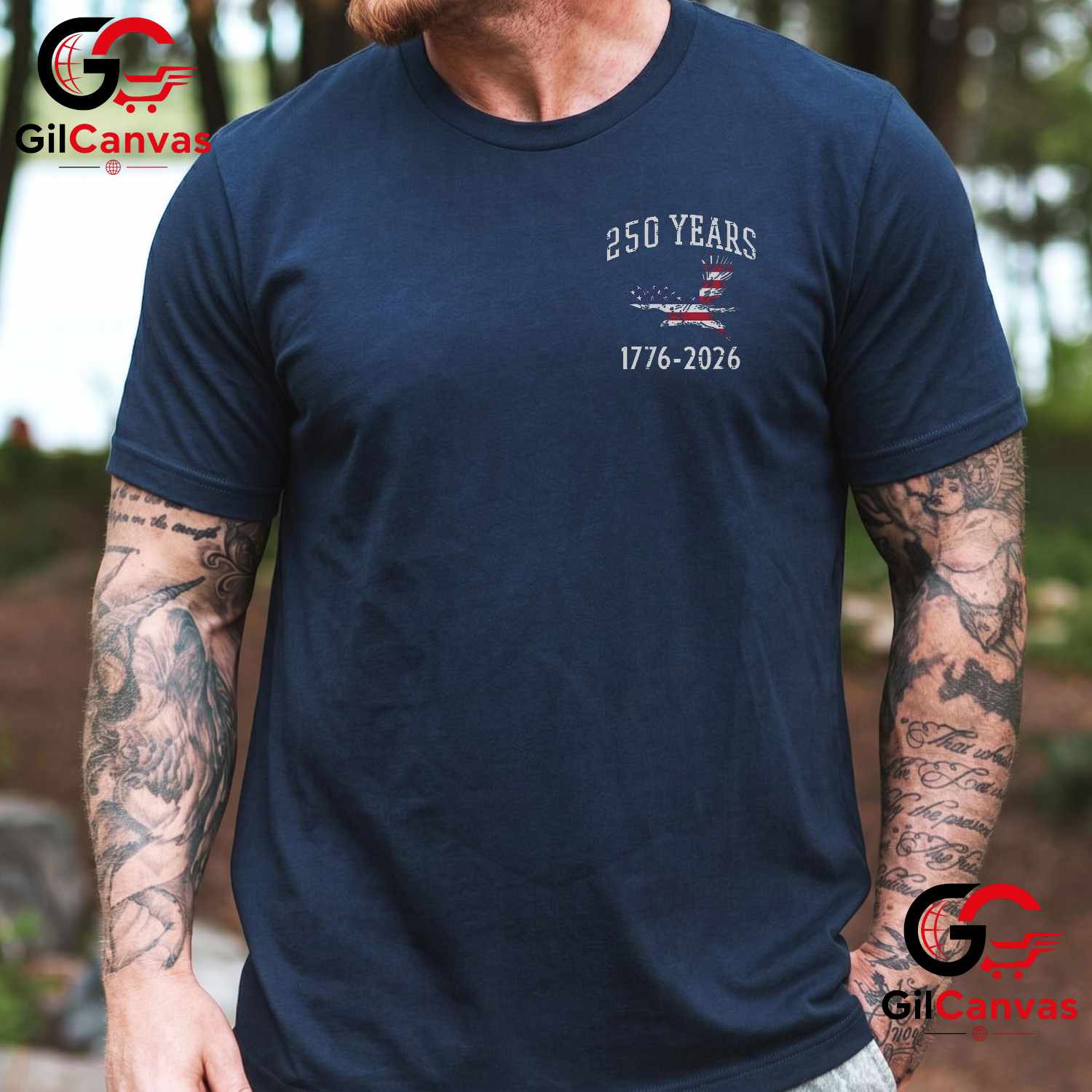 US Flag American 250th Anniversary 250 Years Men Women Unisex July 4th Graphic T-Shirt
