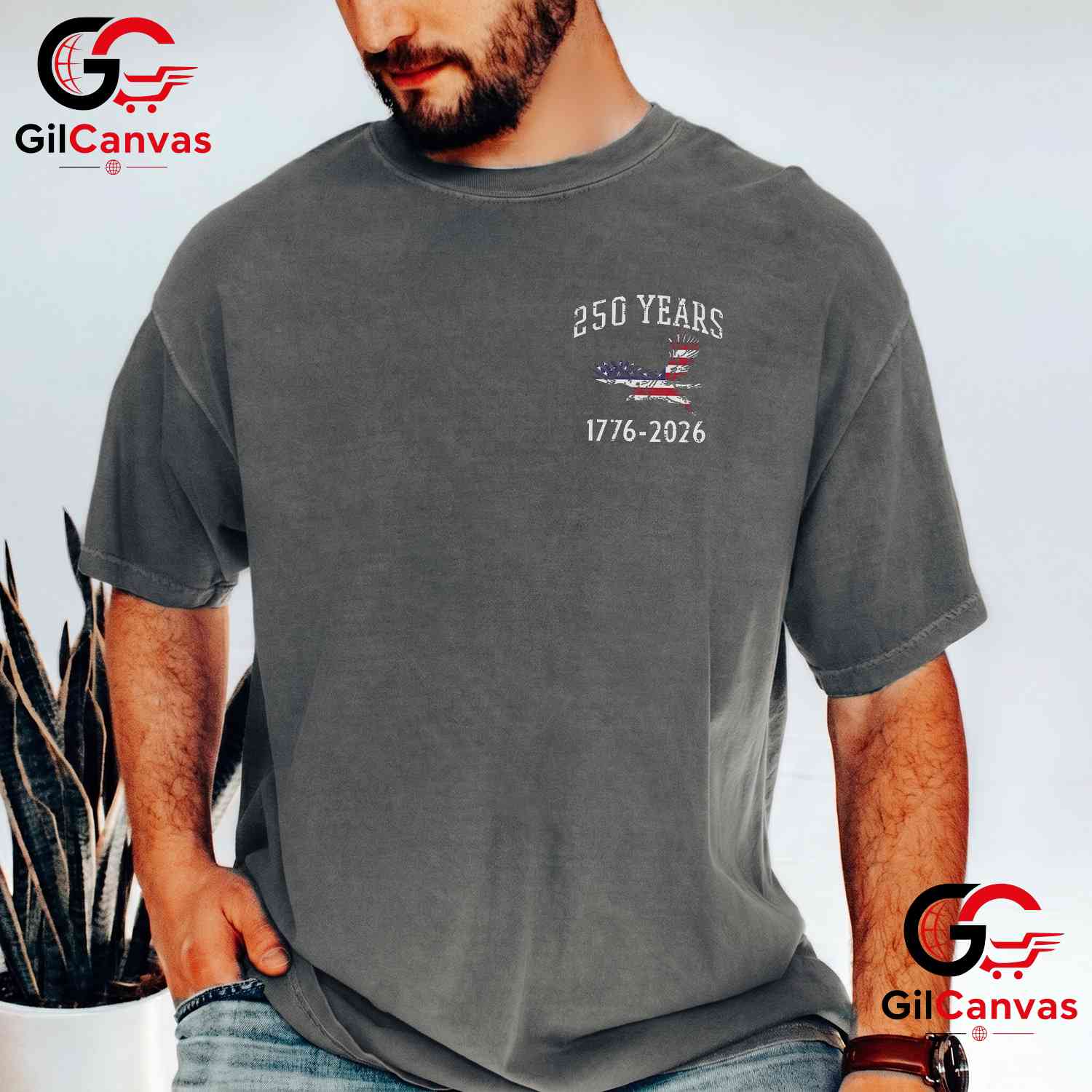 US Flag American 250th Anniversary 250 Years Men Women Unisex July 4th Graphic T-Shirt