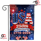 USA 250th Anniversary House Fireworks July 4th Decor 1776-2026 Garden Flag