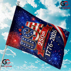 USA 250th Anniversary House Garden Flag Blue Independence Day Fireworks Banner