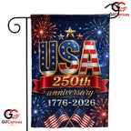 USA 250th Anniversary House Garden Flag July 4th Fireworks Semiquincentennial