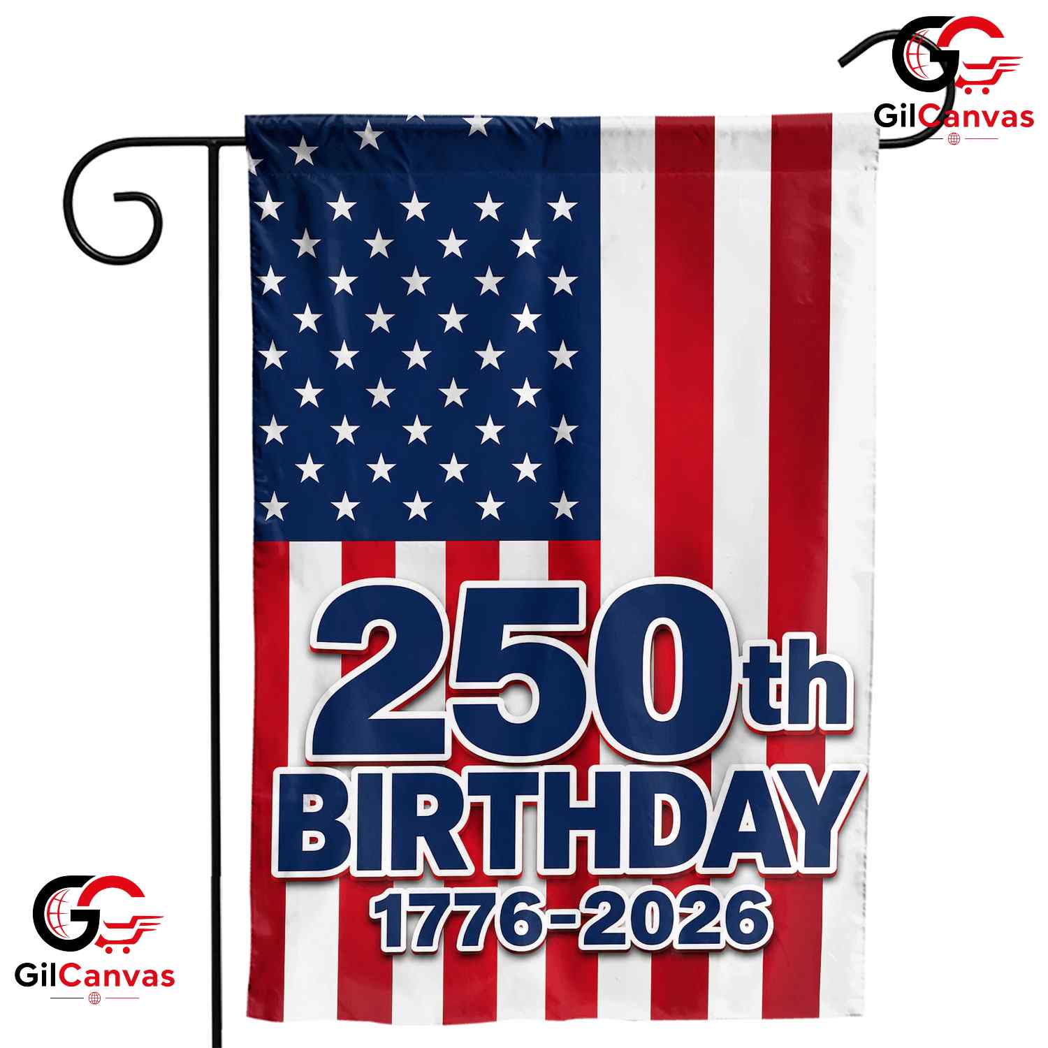 USA 250th Birthday Garden Flag American Semiquincentennial Yard Decor Banner