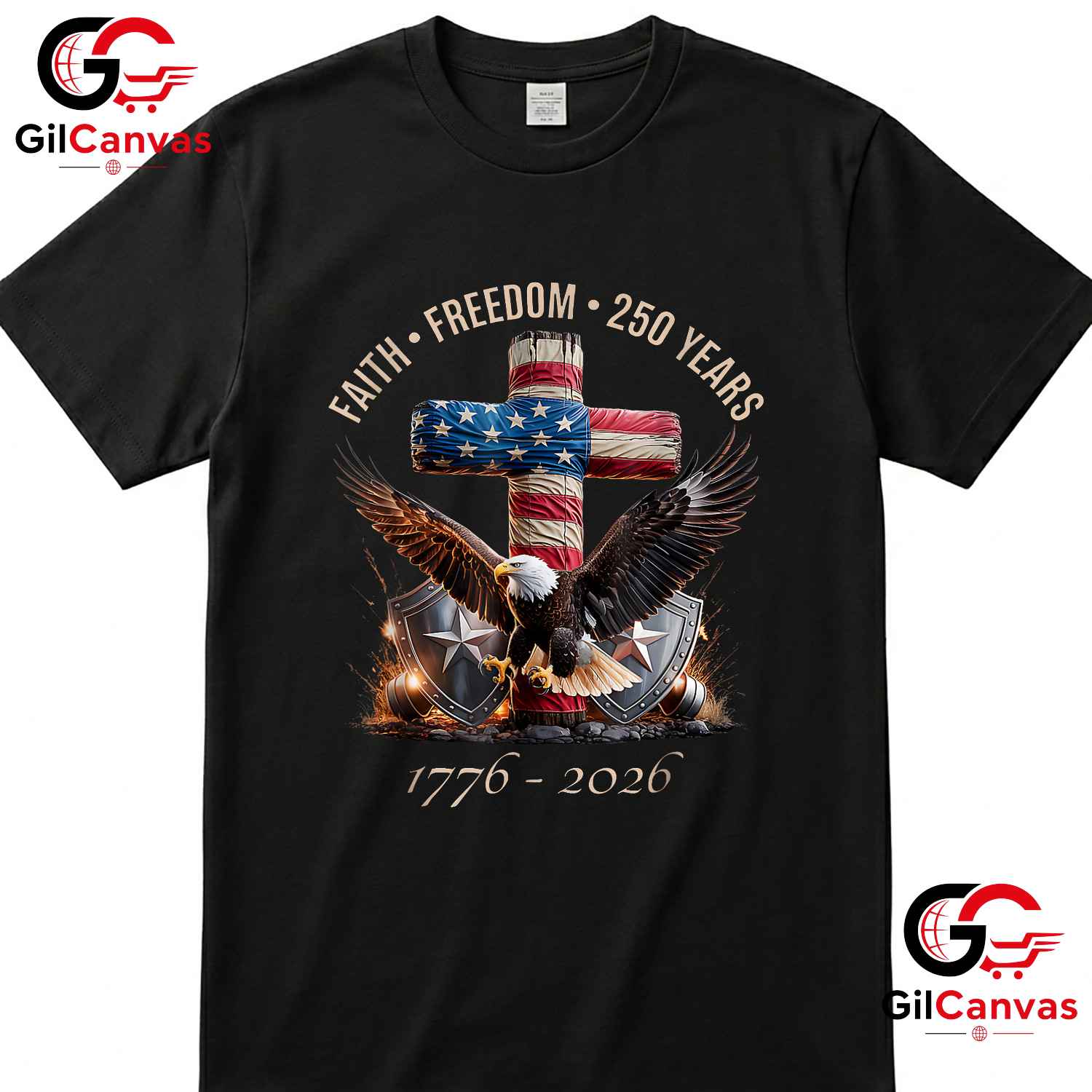 USA Independence Faith Freedom 250th Anniversary 250 Years Unisex Freedom Graphic T-Shirt