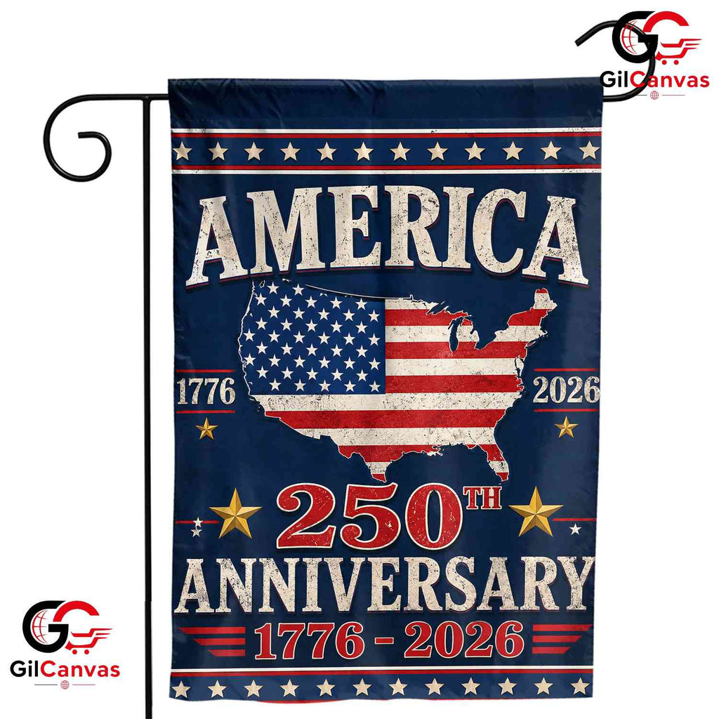 USA Map 250th Anniversary Garden Flag American Semiquincentennial Sign Banner