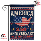USA Map 250th Anniversary Garden Flag American Semiquincentennial Sign Banner
