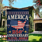 USA Map 250th Anniversary Garden Flag American Semiquincentennial Sign Banner