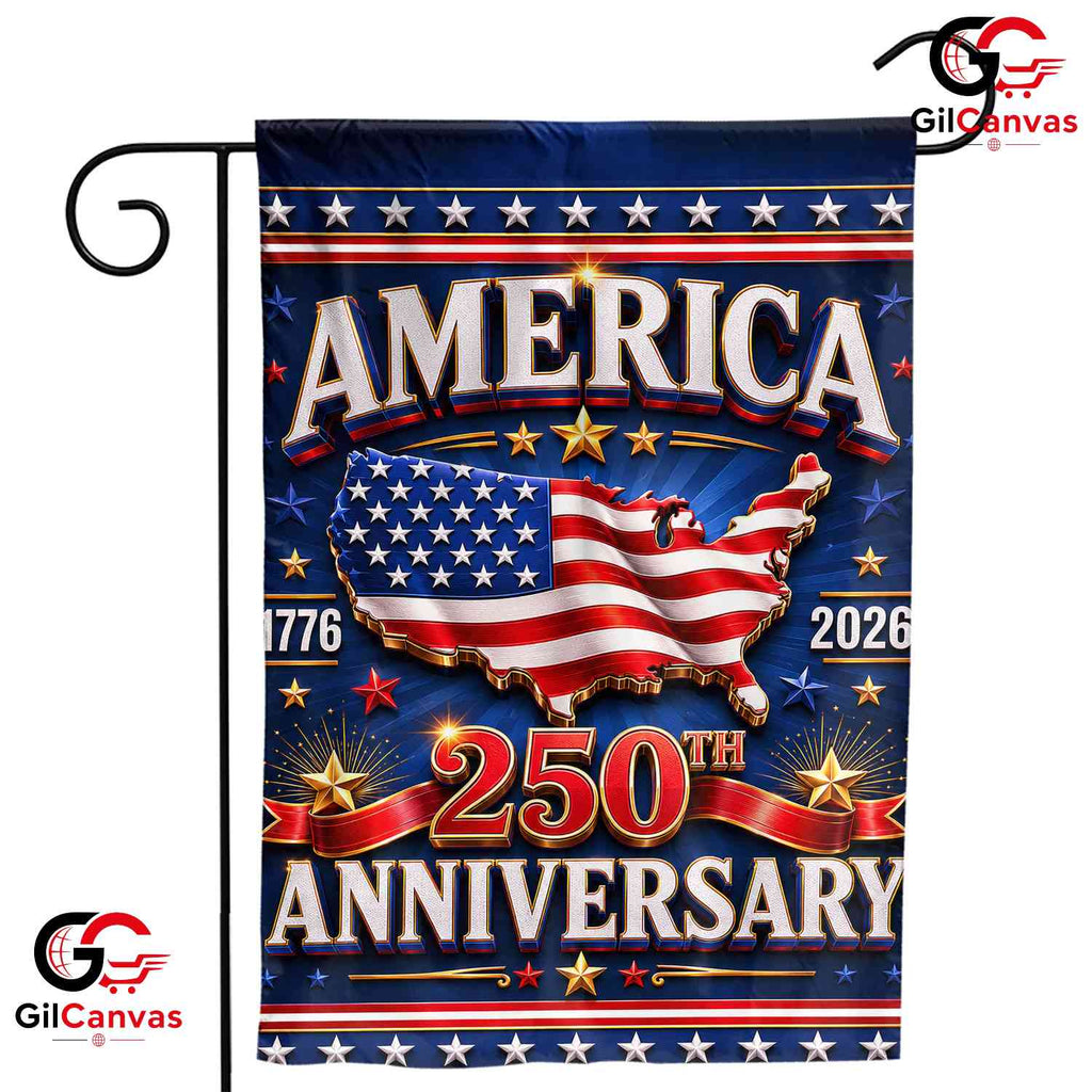 USA Map 250th Anniversary Garden Flag American Semiquincentennial Yard Decor