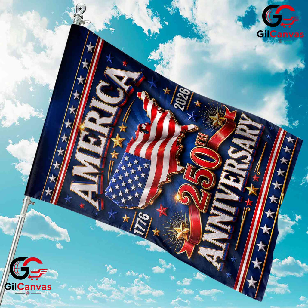 USA Map 250th Anniversary Garden Flag American Semiquincentennial Yard Decor