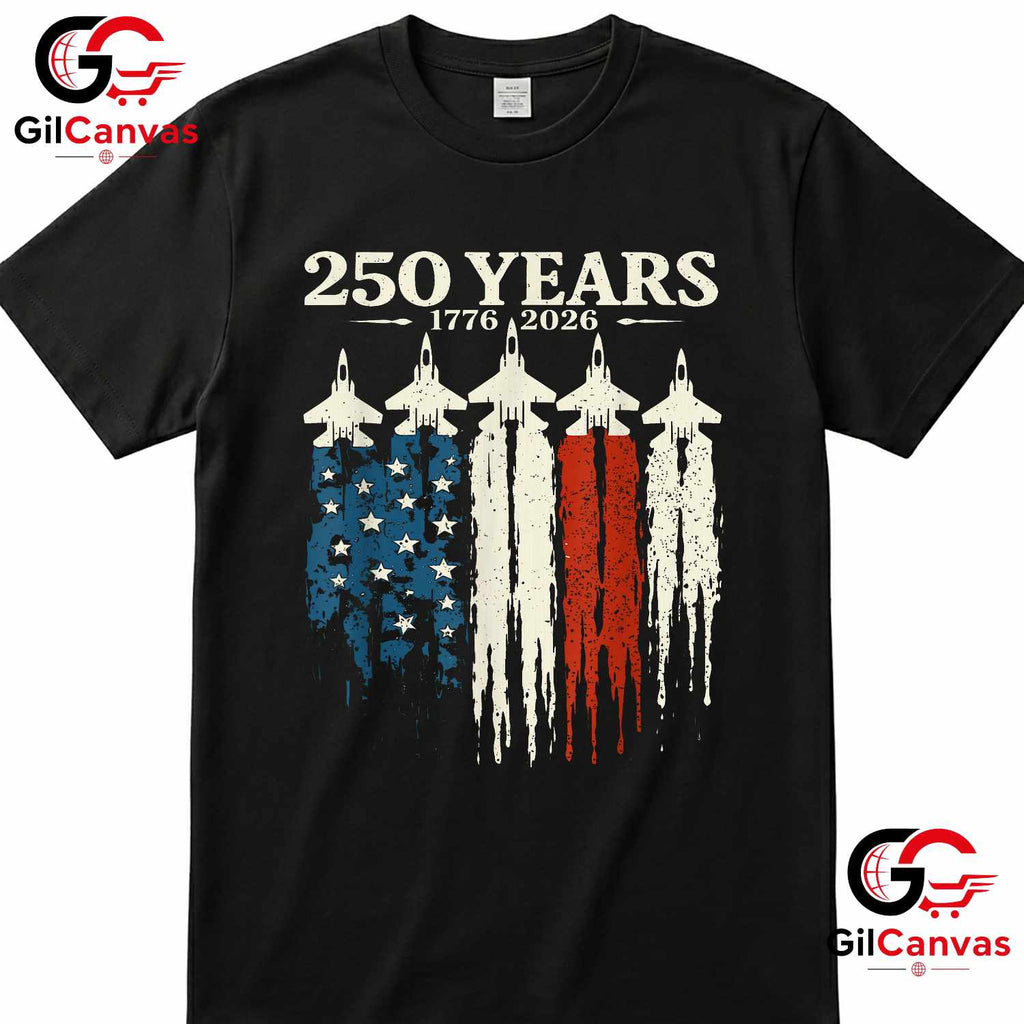 USA Patriotic 250 Years American 4th of July Anniversary Unisex Adult Patriotic T-Shirt