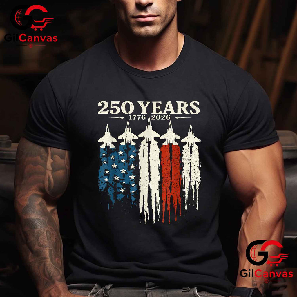 USA Patriotic 250 Years American 4th of July Anniversary Unisex Adult Patriotic T-Shirt