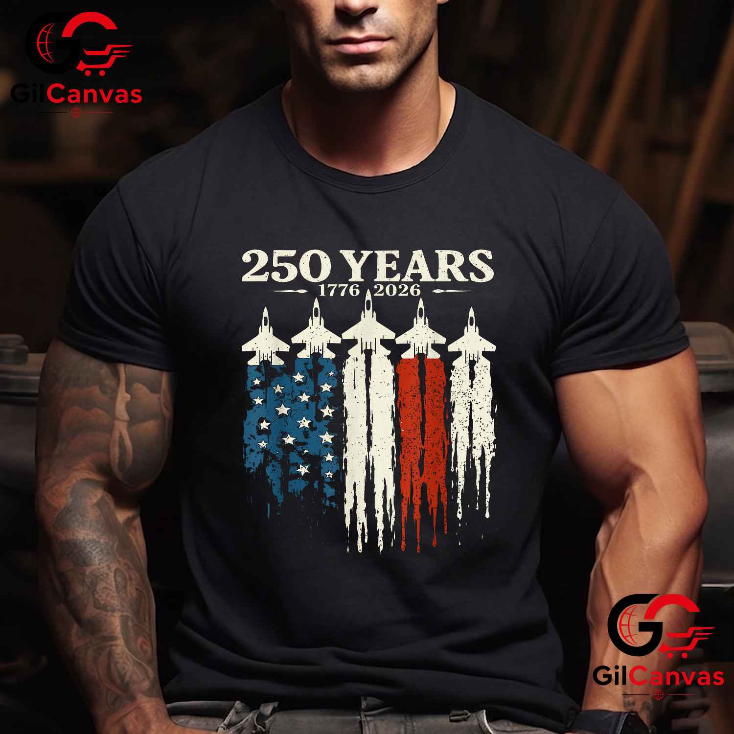 USA Patriotic 250 Years American 4th of July Anniversary Unisex Adult Patriotic T-Shirt