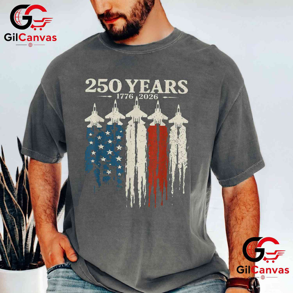 USA Patriotic 250 Years American 4th of July Anniversary Unisex Adult Patriotic T-Shirt