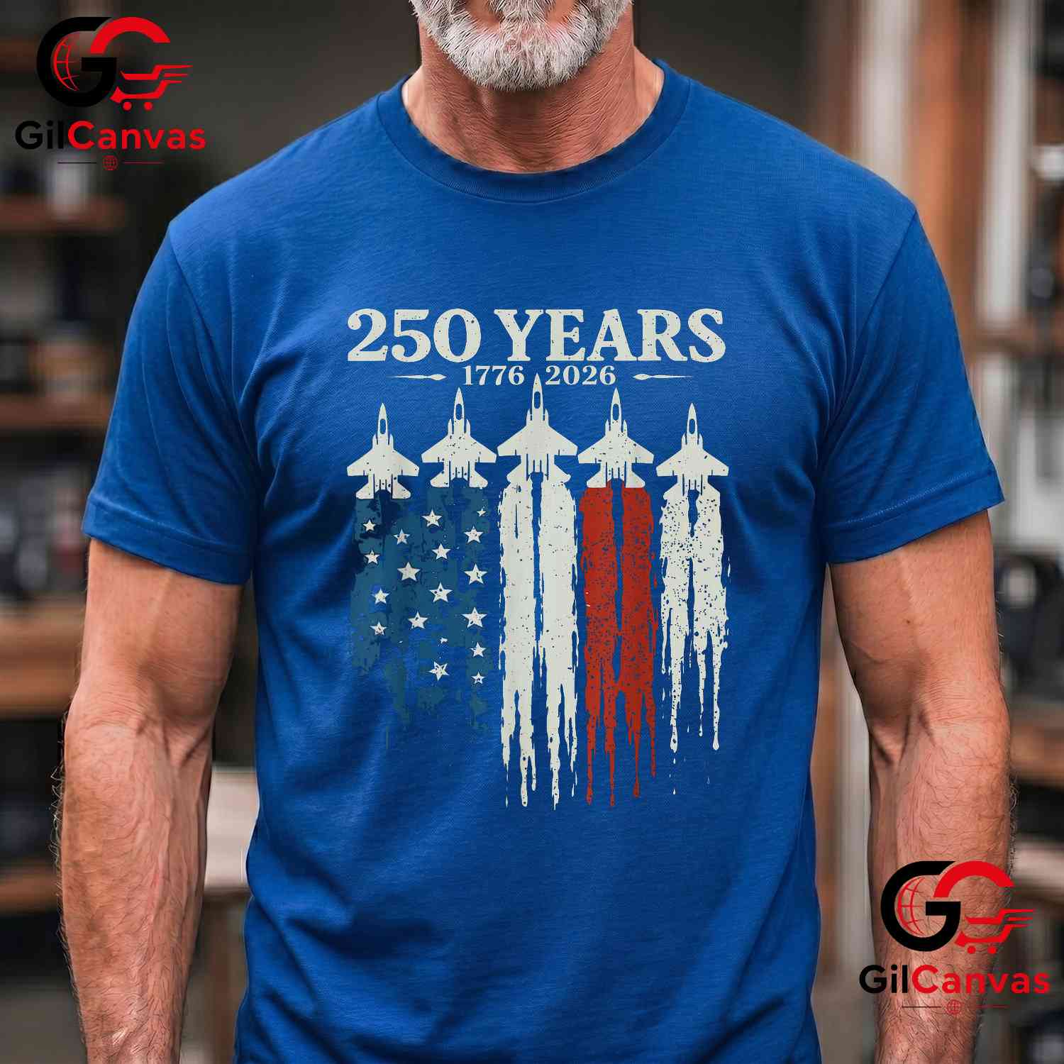 USA Patriotic 250 Years American 4th of July Anniversary Unisex Adult Patriotic T-Shirt