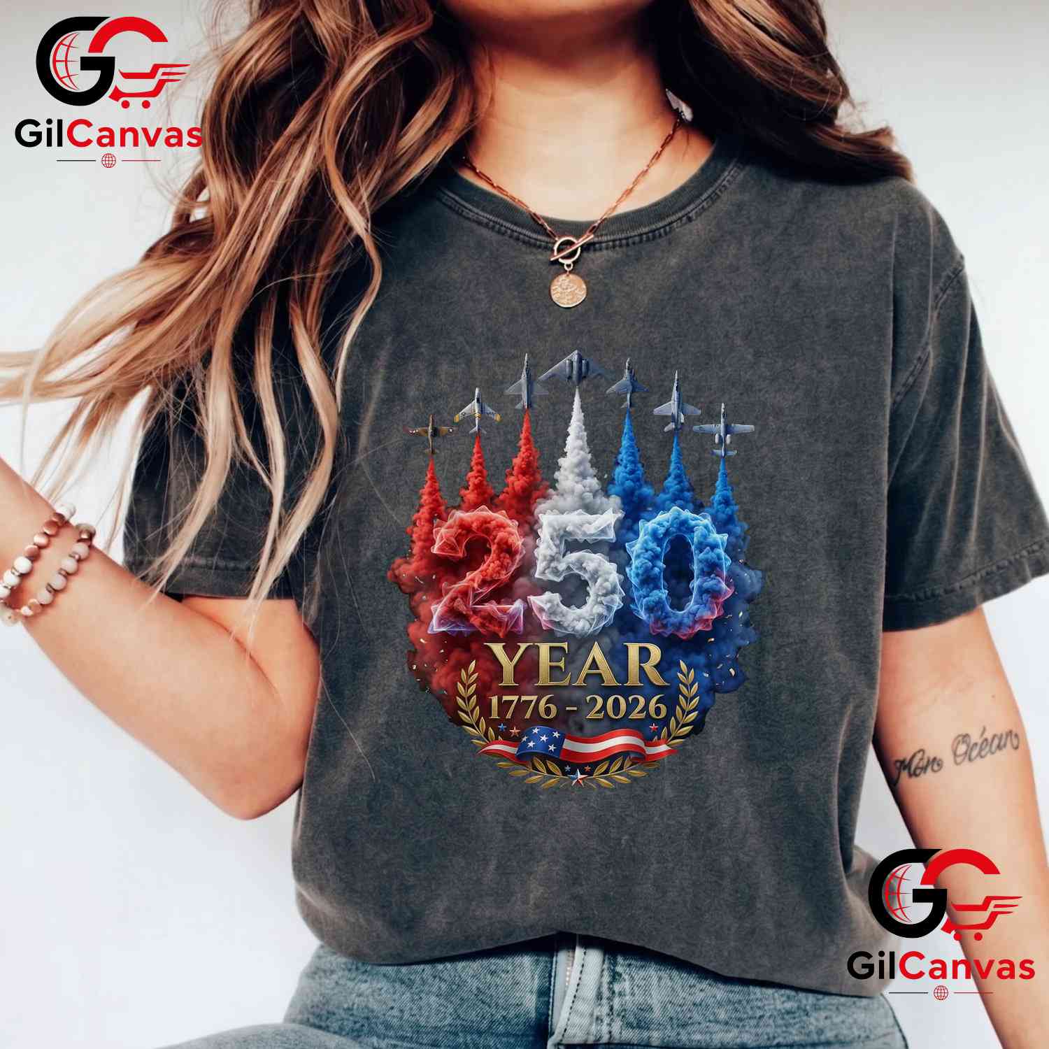USA Patriotic 4th of July American 250 Years Anniversary Unisex American Graphic T-Shirt
