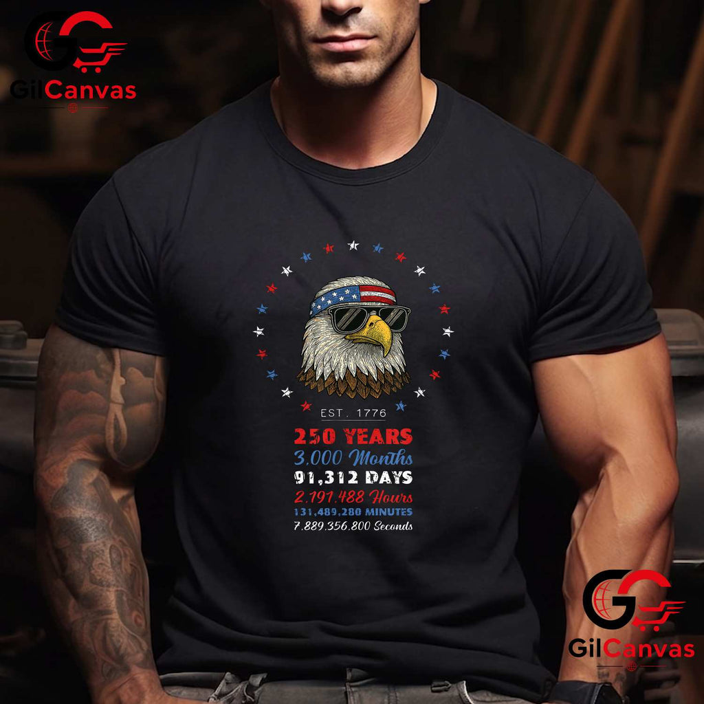 USA Patriotic Eagle 250 Years America Anniversary Unisex Graphic July 4th Graphic T-Shirt