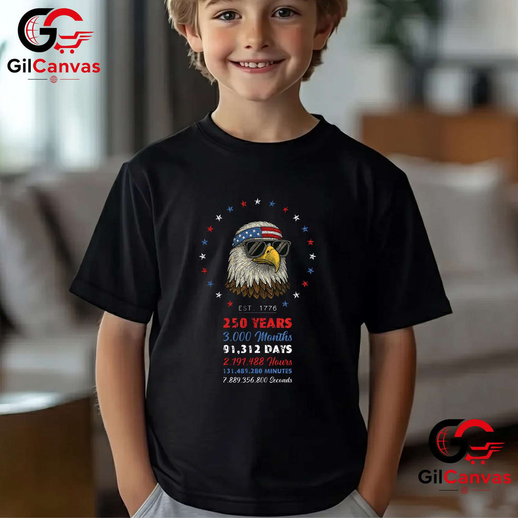 USA Patriotic Eagle 250 Years America Anniversary Unisex Graphic July 4th Graphic T-Shirt