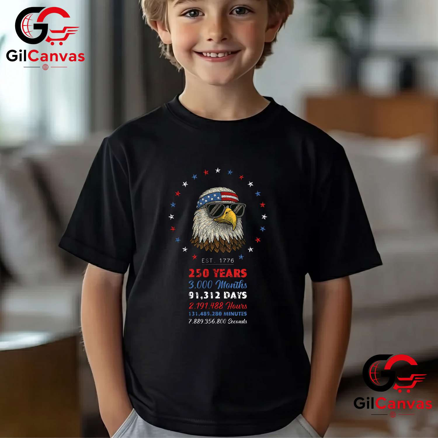 USA Patriotic Eagle 250 Years America Anniversary Unisex Graphic July 4th Graphic T-Shirt