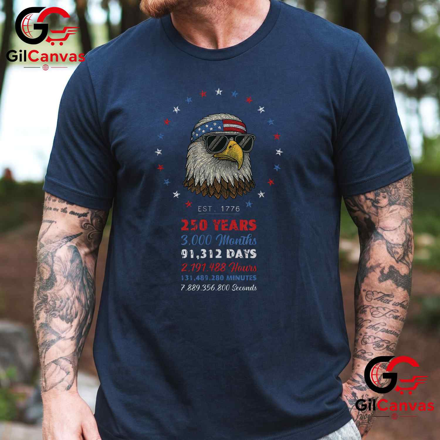 USA Patriotic Eagle 250 Years America Anniversary Unisex Graphic July 4th Graphic T-Shirt