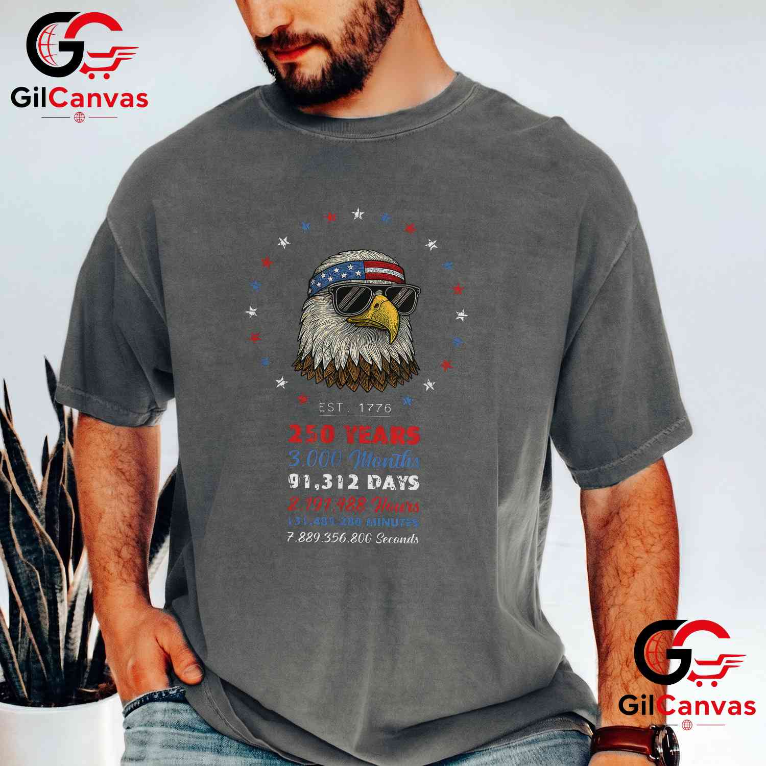 USA Patriotic Eagle 250 Years America Anniversary Unisex Graphic July 4th Graphic T-Shirt