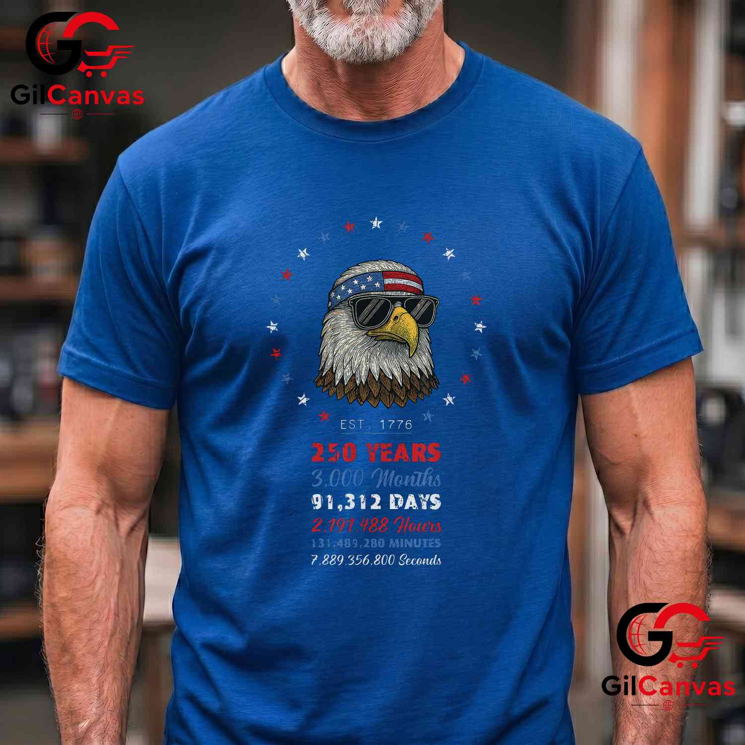 USA Patriotic Eagle 250 Years America Anniversary Unisex Graphic July 4th Graphic T-Shirt