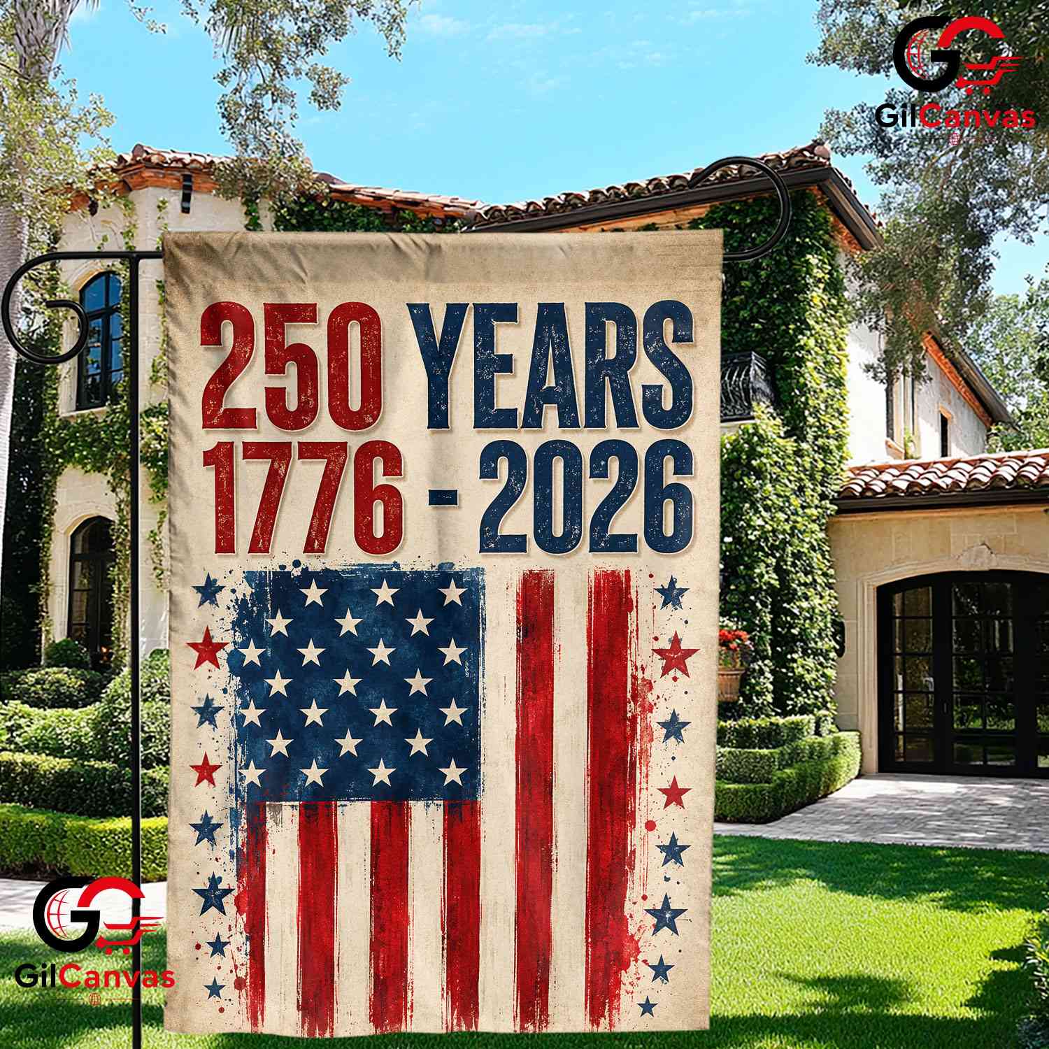 Vintage 1776-2026 American Flag Semiquincentennial Yard Decor House Garden Flag