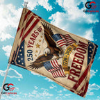 Vintage 250 Years Of Freedom House Garden Flag Patriotic Eagle 1776-2026 Banner