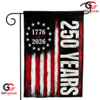 Vintage 250 Years Vertical Stripe 1776-2026 Rustic American Banner Garden Flag