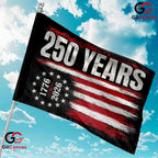 Vintage 250 Years Vertical Stripe 1776-2026 Rustic American Banner Garden Flag