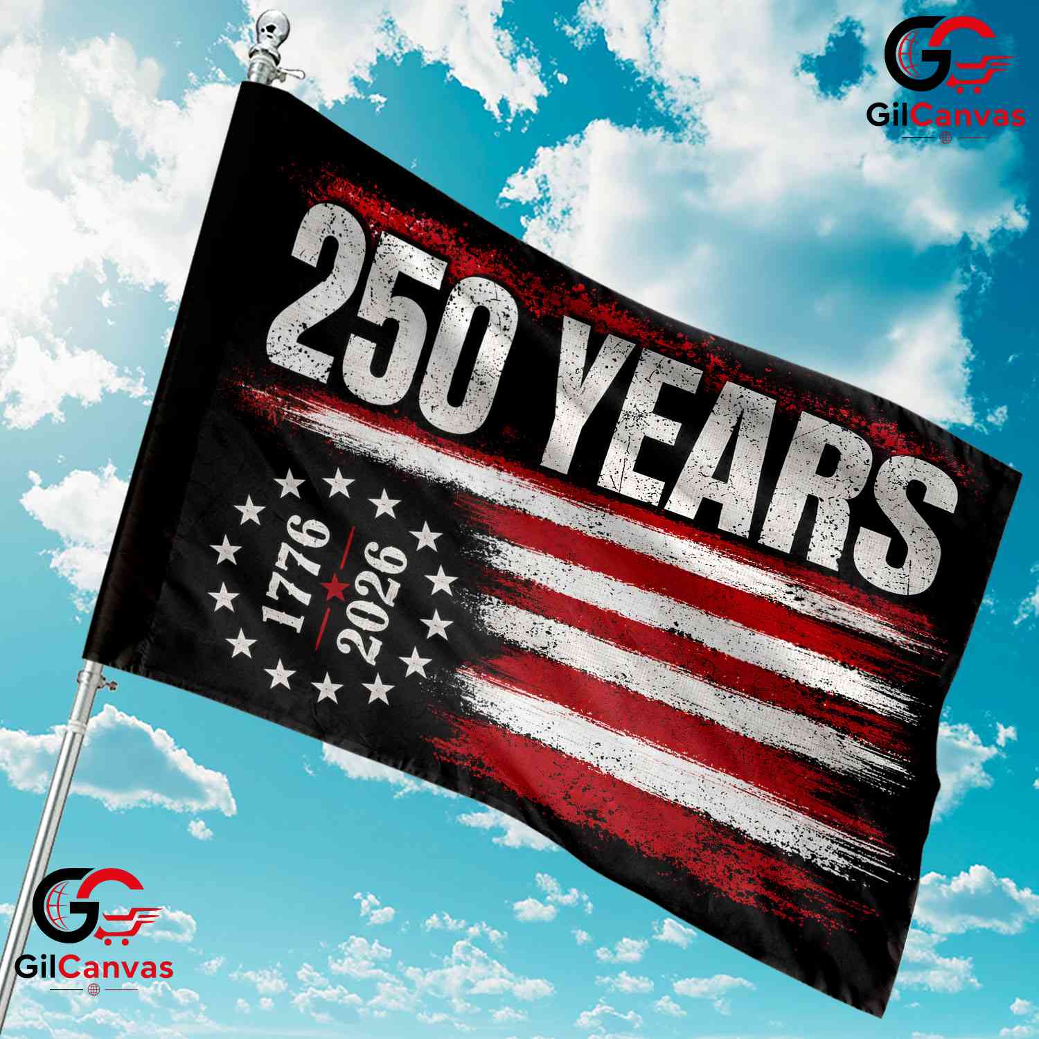 Vintage 250 Years Vertical Stripe 1776-2026 Rustic American Banner Garden Flag