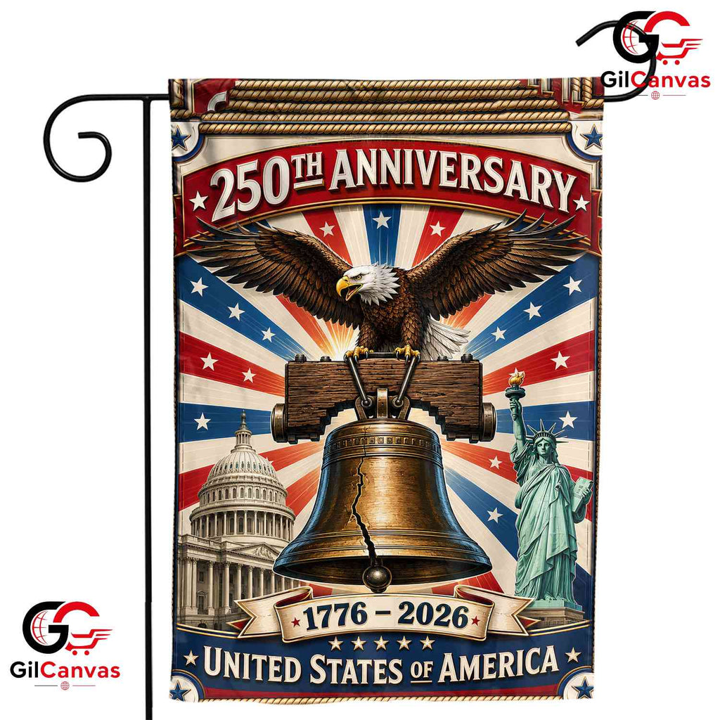 Vintage America 250th Anniversary Garden Flag 1776-2026 Yard Decor Banner Sign