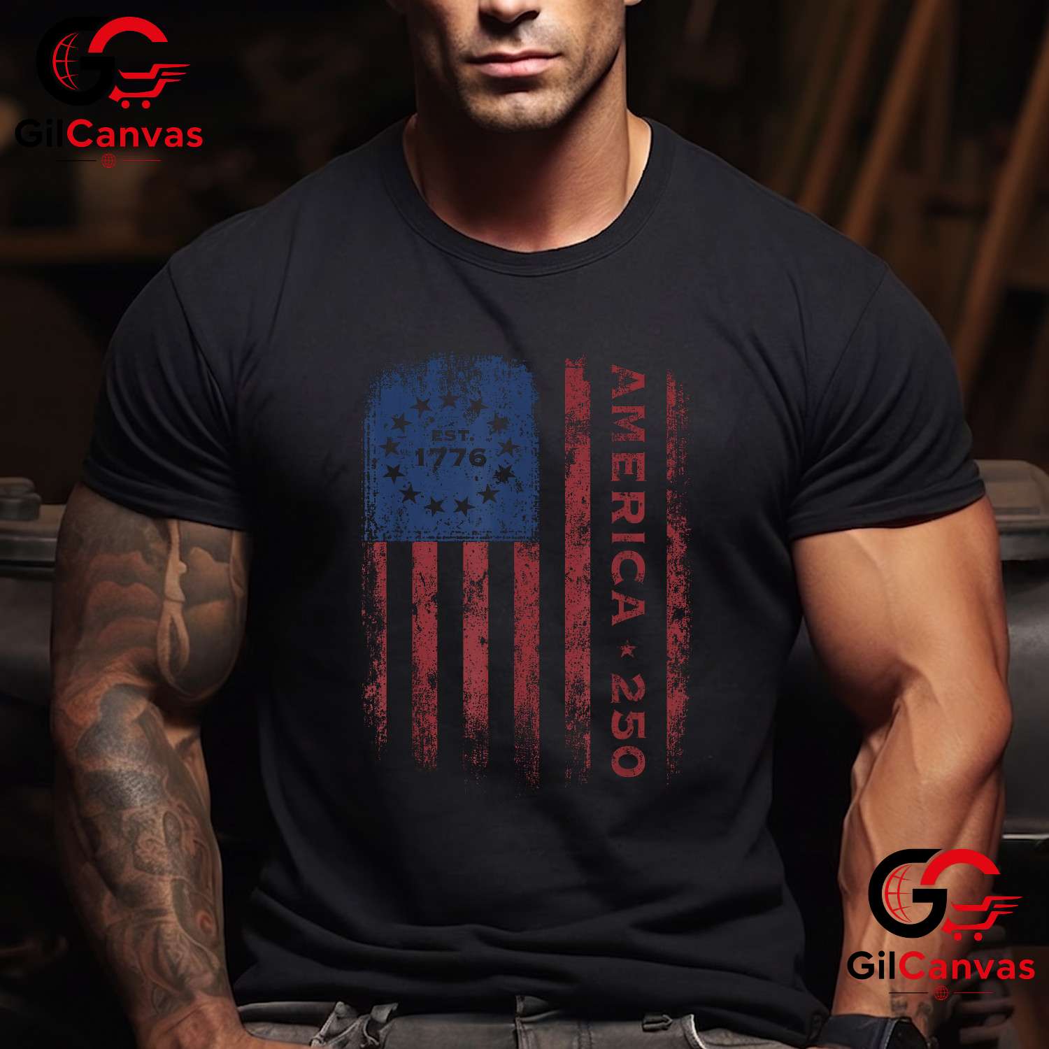 Vintage Historical US Flag America 250 Years Anniversary Unisex Adult T-Shirt