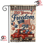 Vintage Red Truck 250th Garden Flag American Semiquincentennial Yard Banner
