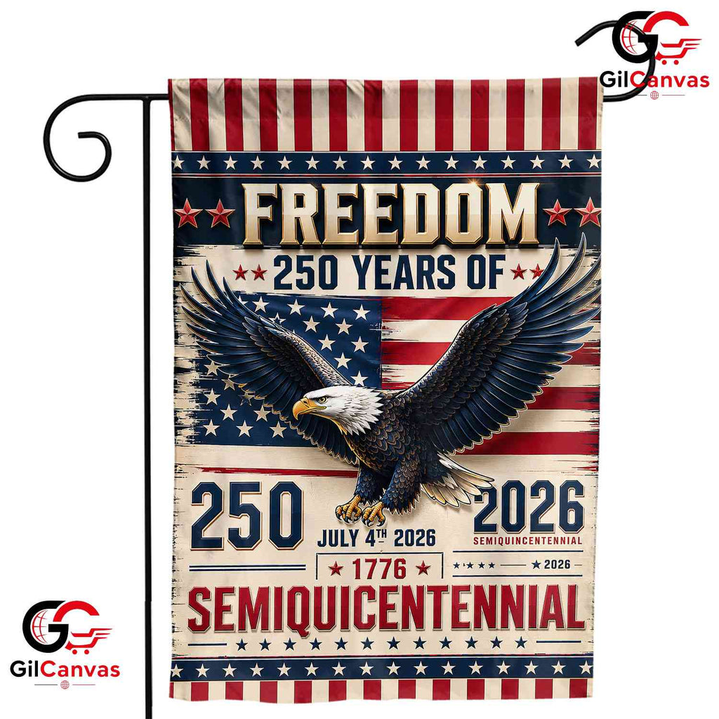Vintage Semiquincentennial Garden Flag July 4th 2026 Eagle Freedom Yard Banner