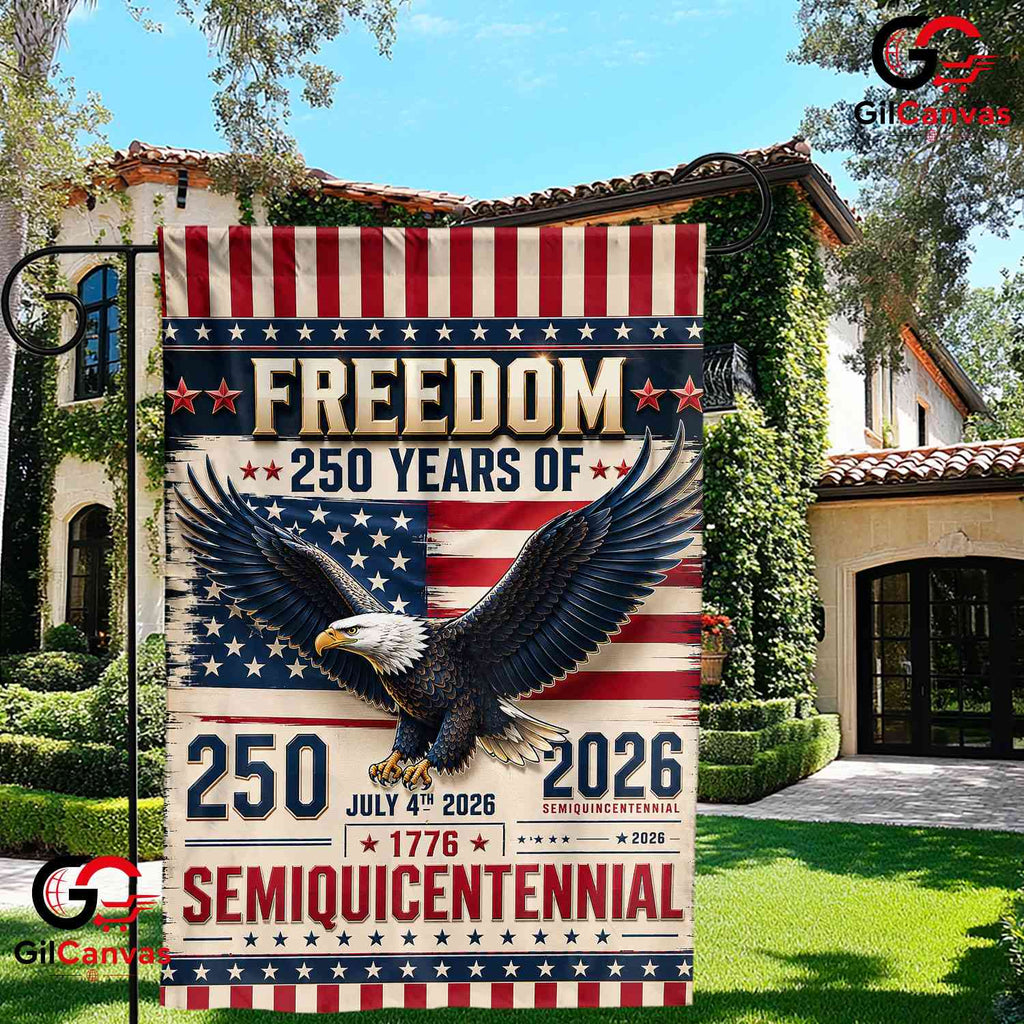 Vintage Semiquincentennial Garden Flag July 4th 2026 Eagle Freedom Yard Banner