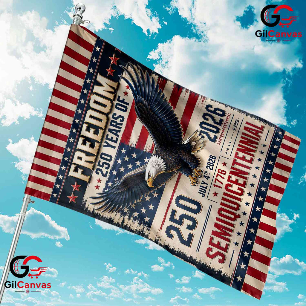 Vintage Semiquincentennial Garden Flag July 4th 2026 Eagle Freedom Yard Banner