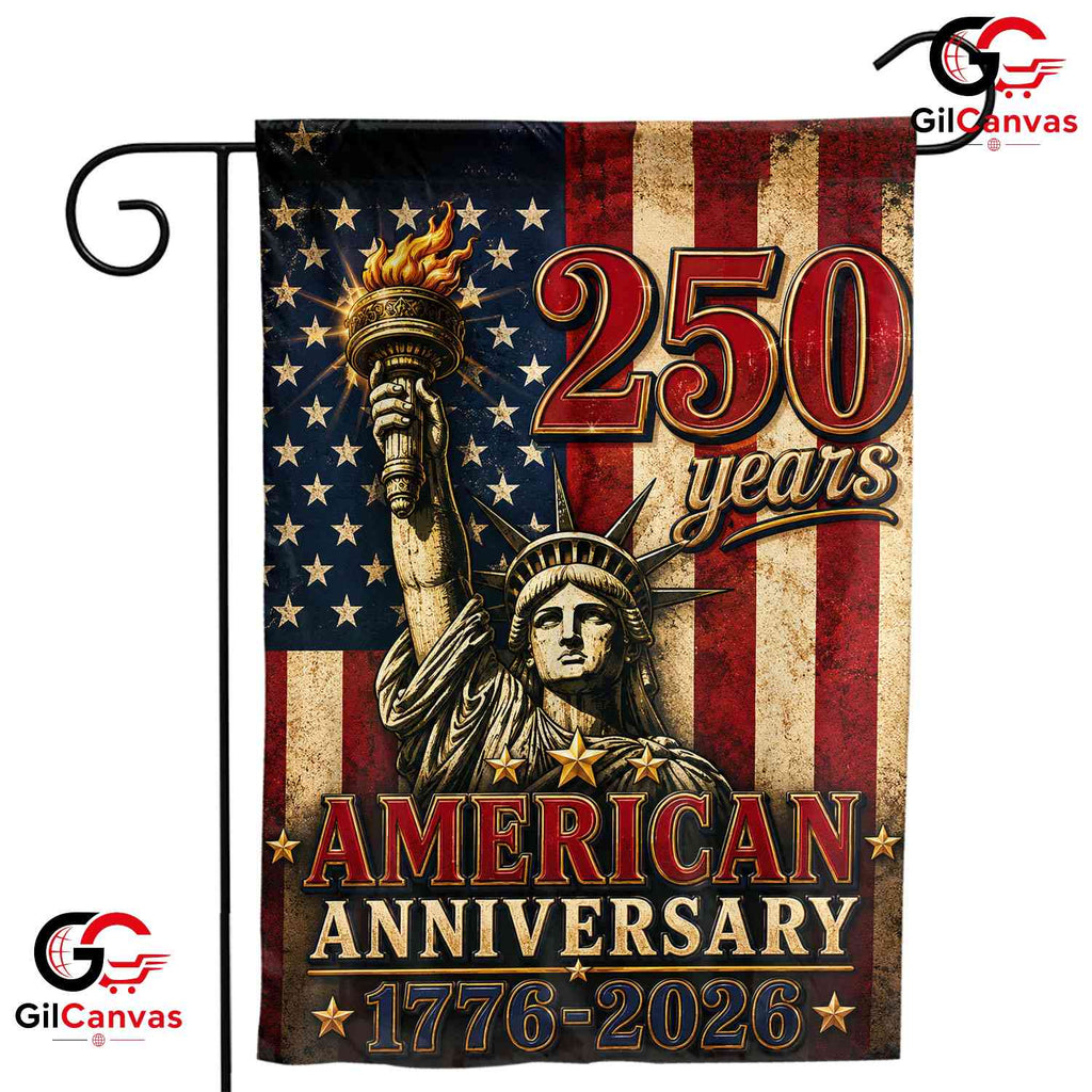Vintage Statue Of Liberty 250th Garden Flag Semiquincentennial Yard Decor Sign