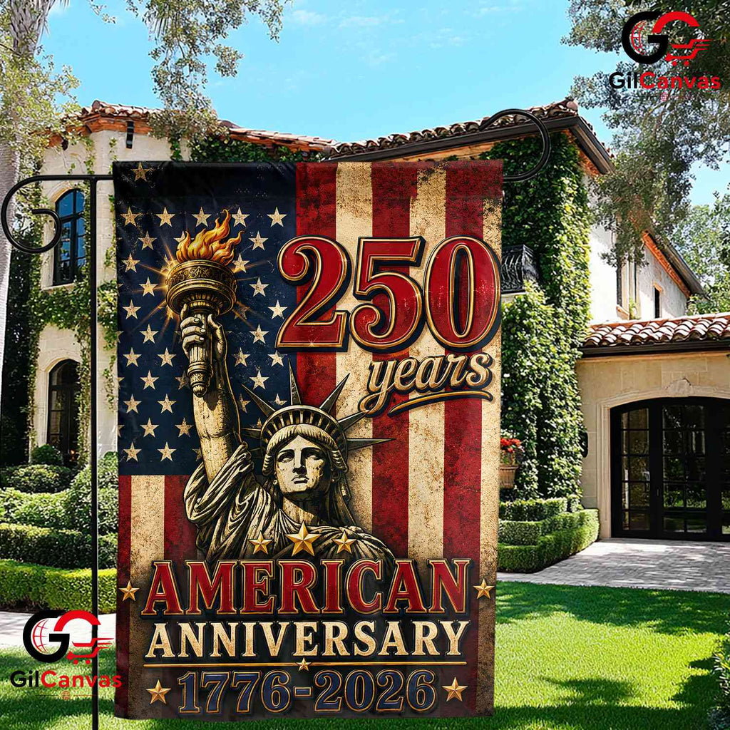 Vintage Statue Of Liberty 250th Garden Flag Semiquincentennial Yard Decor Sign